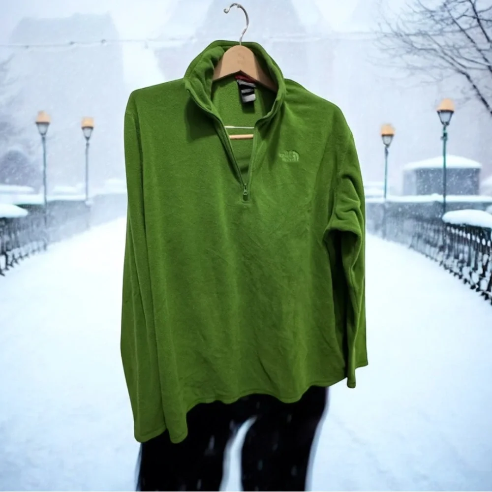 The North Face Men's 1/4 zip Green fleece Sweater size xl